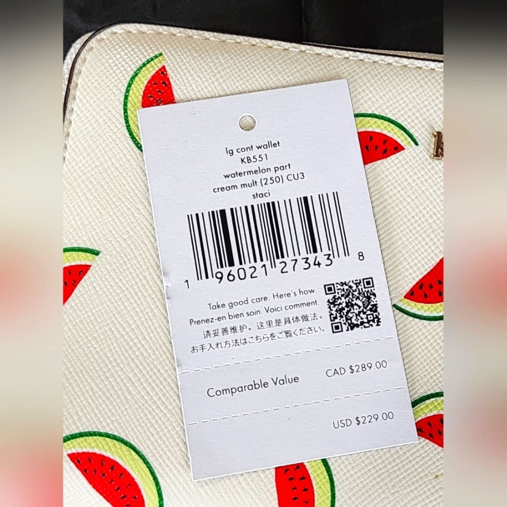 Kate Spade Staci Watermelon Party Large Continental Zip Wallet NWT - Picture 12 of 14